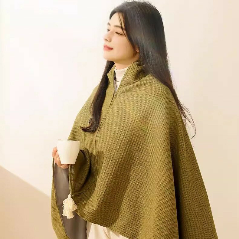 着る電気毛布 USB ブランケット 電気毛布 ひざ掛け ヒーター 加熱 洗える 着る毛布 ニットジャガード ..