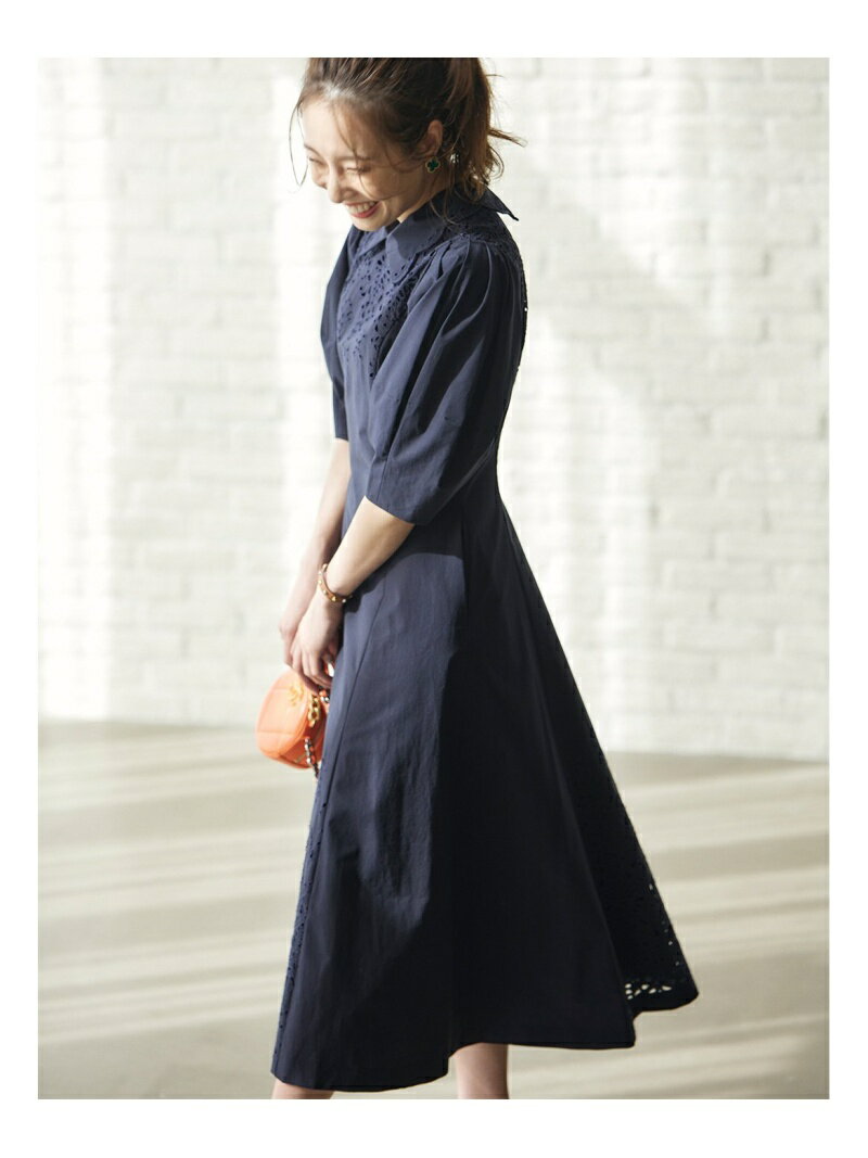 特価豊富な <プラスサイズ>ドラマティック刺繍ワンピース<M Maglie le cassetto*冨張愛> ef-de エフデ ワンピース 半袖ワンピース*:INED/イネド 新品超歓迎