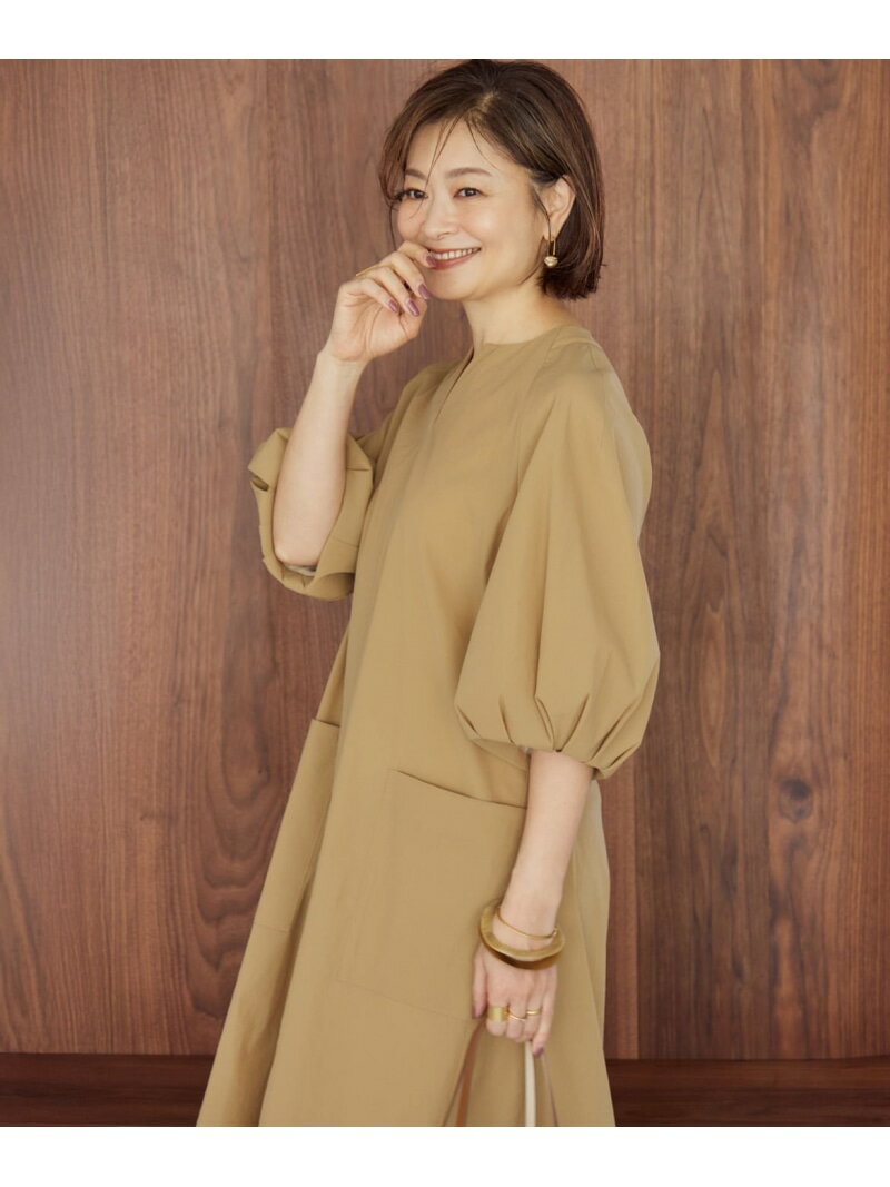 【SALE／40%OFF】《大きいサイズ》ランタンスリーブワンピース《三尋木奈保コラボ》 INED イネド ワン..