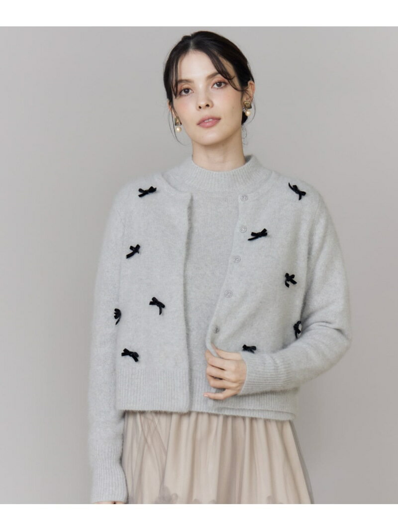 ベロアリボンフォックスカーデ Maglie par ef-de マーリエ ル カセット トップス カーディガン ピンク ..