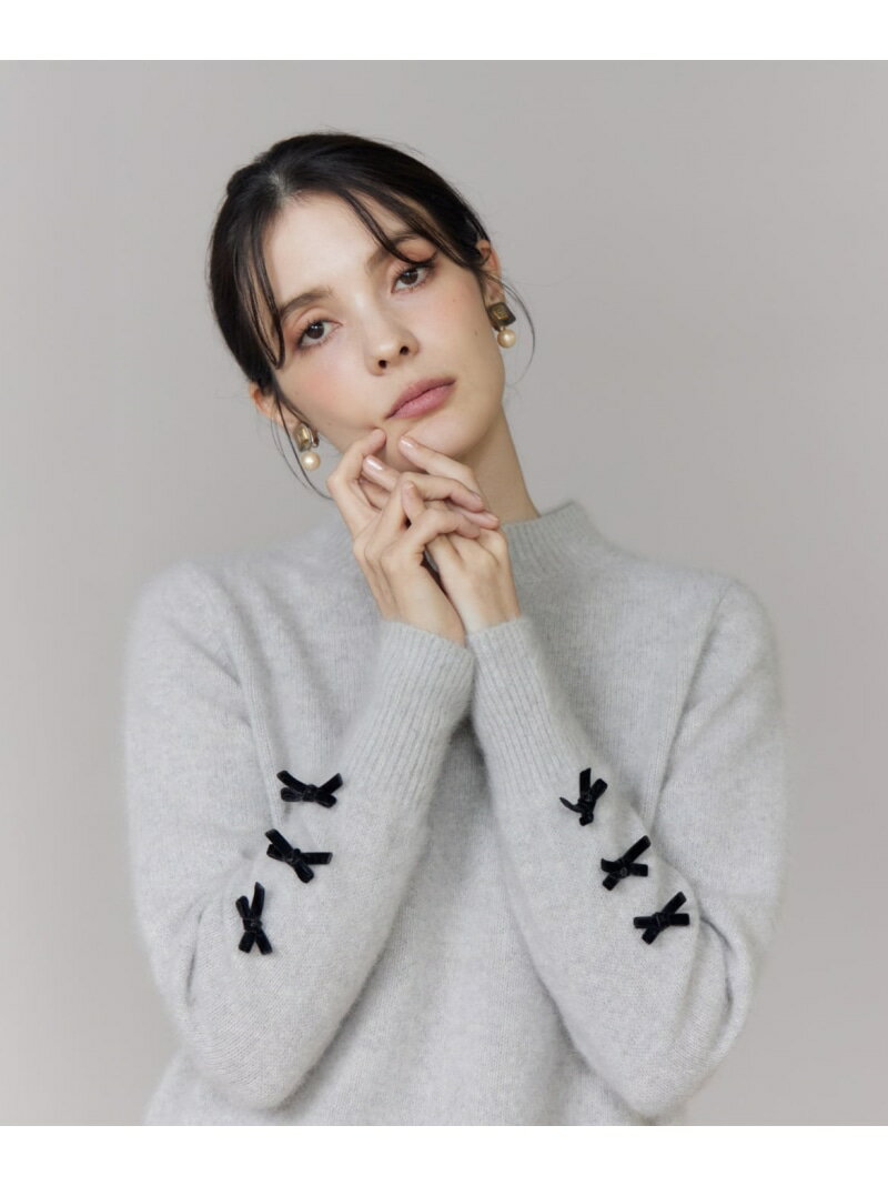 ベロアリボンフォックスプルオーバー Maglie par ef-de マーリエ ル カセット トップス ニット ピンク ..