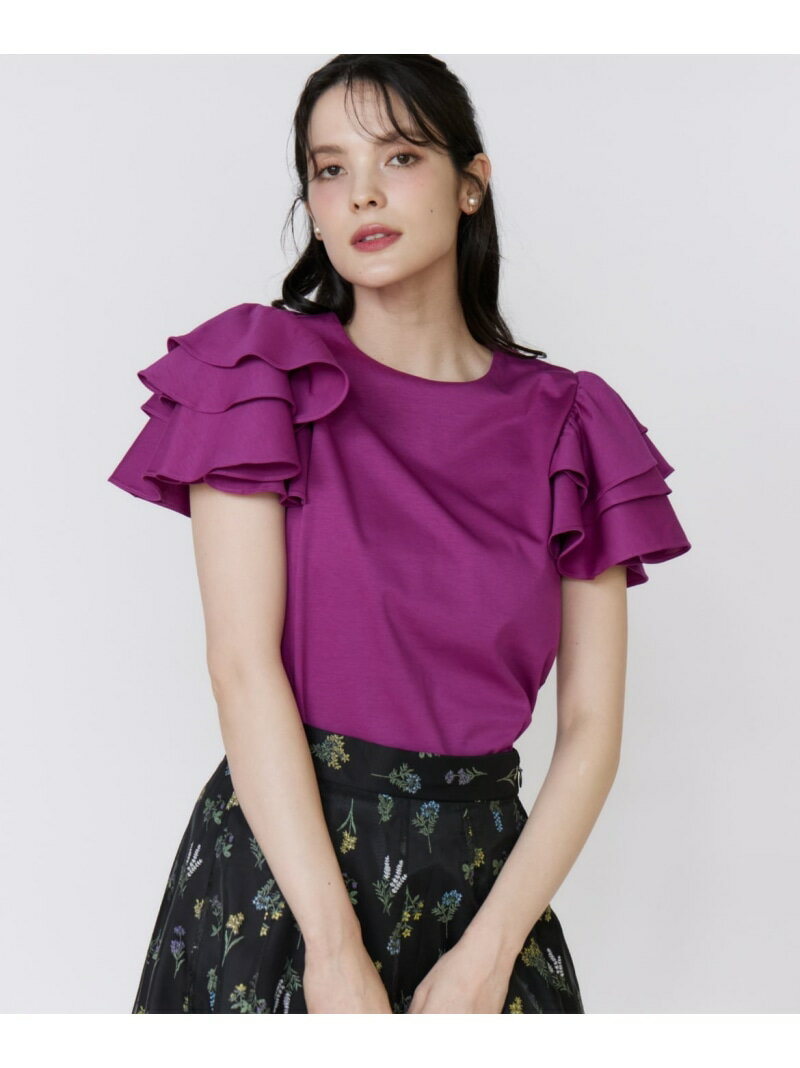 【SALE／30%OFF】ボリュームフリルカットソー Maglie par ef-de マーリエ ル カセット トップス カットソー・Tシャツ ホワイト ブラウン ネイビー パープル【RBA_E】【送料無料】[Rakuten Fashion]