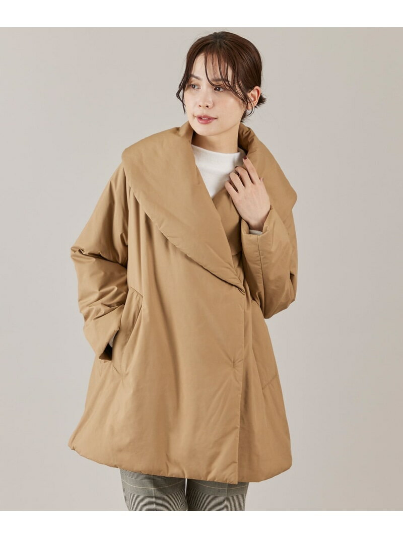 《大きいサイズ》ショールカラーミドル丈中綿コート INED イネド ジャケット・アウター その他のジャケット・アウター ブラウン ブラック【送料無料】[Rakuten Fashion]