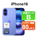【ボーナスセール】【全品11%OFFクーポン】【レビュー特典:延長保証】【バッテリー100%】【中古】Apple iPhone16 128GB MYDU3J/A...