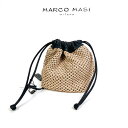 マルコマージ 革ショルダーバッグ レディース ポイント10倍★【送料無料】マルコマージ marco masi レディース かごバッグ 本革 レザー＆ストロー 巾着型 ミニバッグ イタリア製 ブラック メッシュ 大人かわいい 浴衣 着物