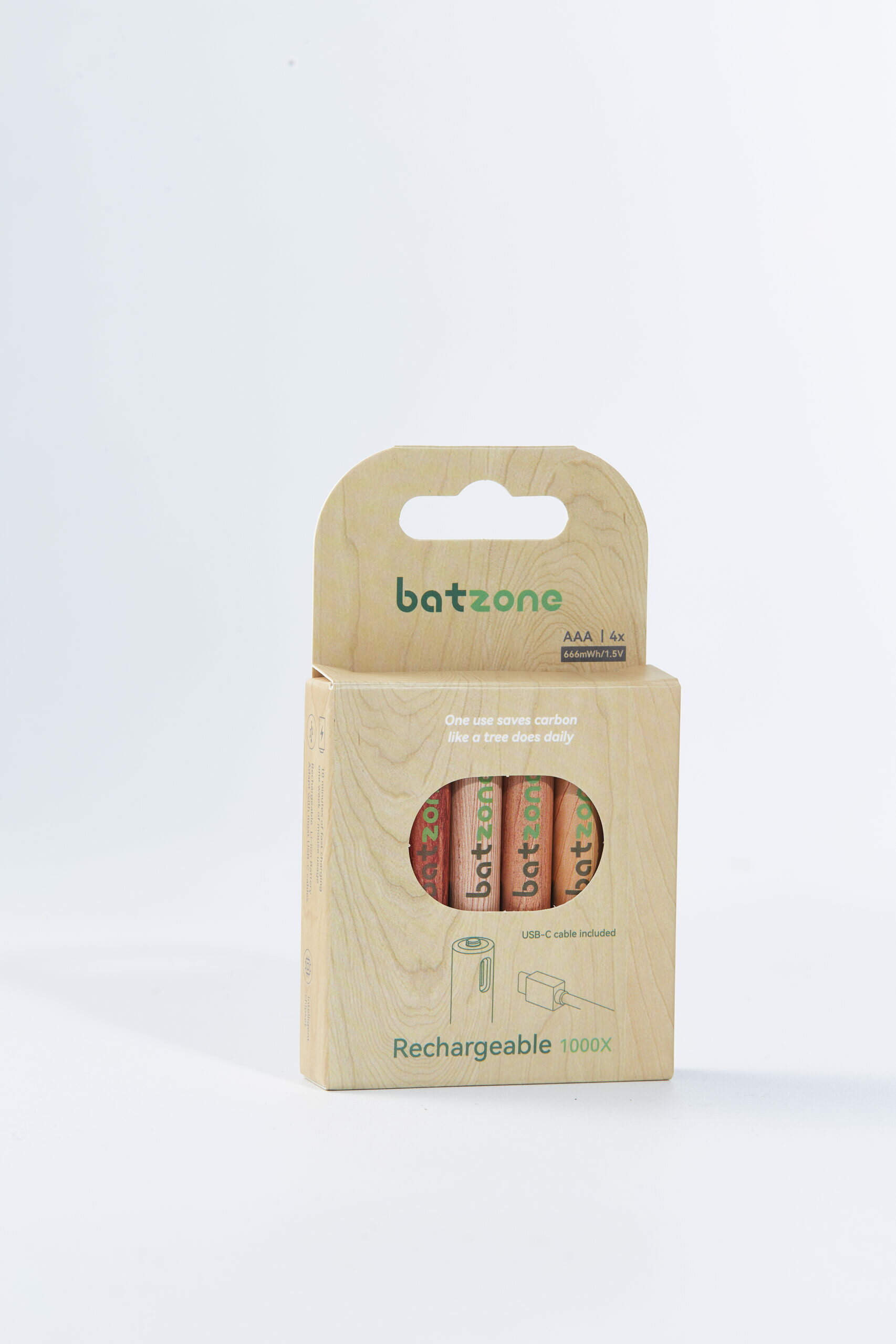 batzone リチウムイオン充電池 単4形(4本入) タイプCケーブル付き