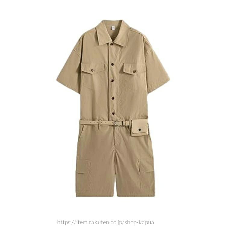 【送料無料】オーバーオール サロペット 短パン オールインワン 細身 tシャツ 薄手 ジャンプ つなぎ ハーフパンツ ショートパンツ 半袖 夏