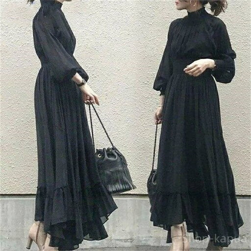 【送料無料】ピース ドレス 結婚式 母親 フレア ボリューム袖 大人 着痩せ お洒落 シンプル デイリー 通勤 ブラック F 20代 30代 40代 50代 F 【送料無料】ピース ドレス 結婚式 母親 フレア ボリューム袖 大人 着痩せ お洒落 シンプル デイリー 通勤 ブラック F 20代 30代 40代 50代 F