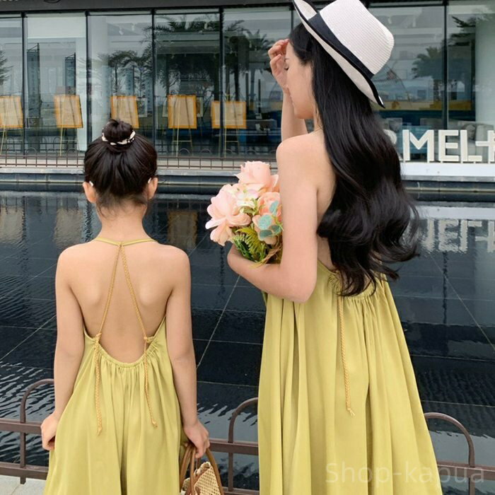 【送料無料】送夏 女性 子供 サマードレママと娘お揃いワンピース 親子ペア服 レディース&子供服 ペア..