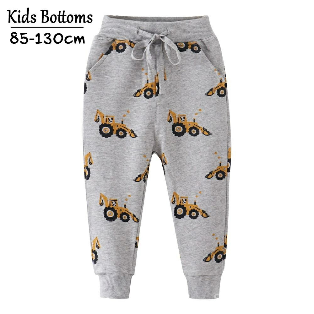 【送料無料】ロングパンツ スウェット 子供服 キッズ ベビー 男の子 女の子 働く車柄 クルマ ショベル..