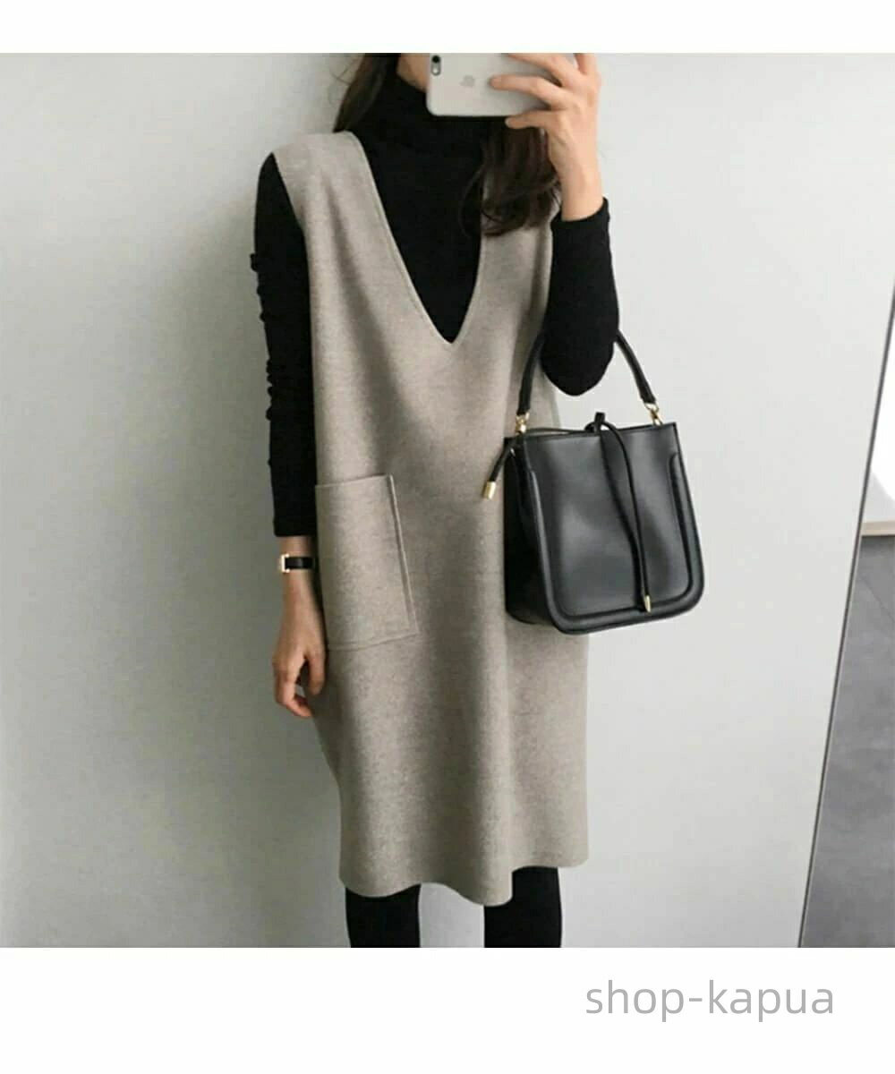 【送料無料】ちょうど良いカジュアル感を楽しめるジャンパースカート 秋 着回し レイヤード オシャレ 大人フェミニン ジャンスカ 膝丈 ワンピース