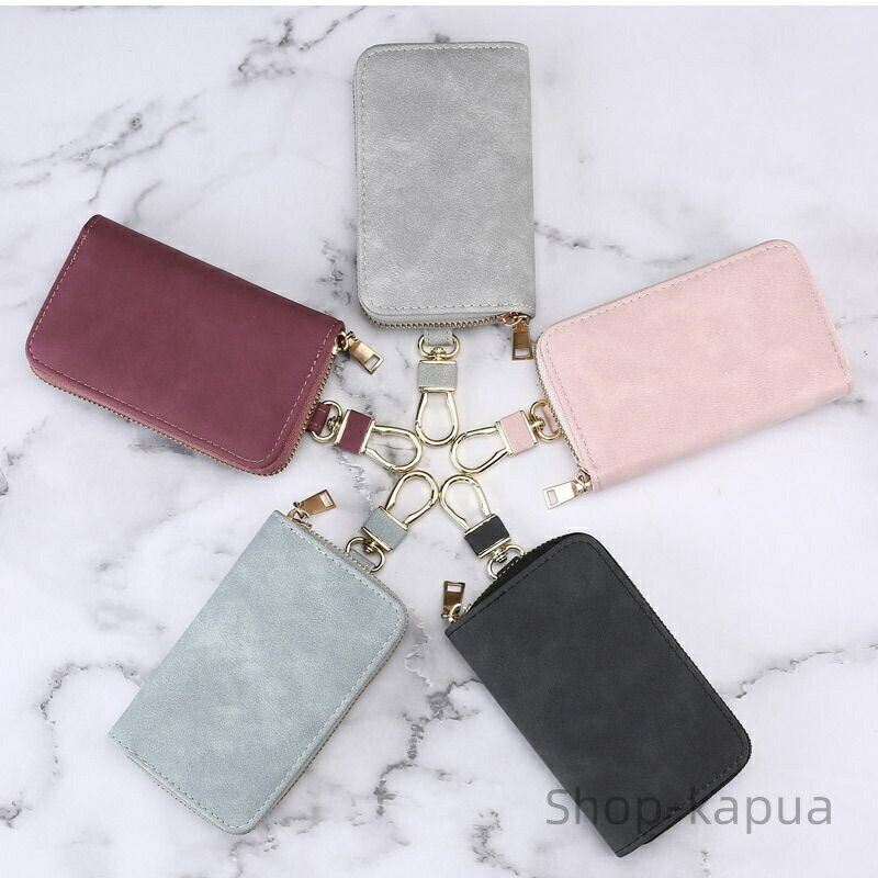 ショップカプアの【送料無料】キーケース 鍵カバー 大容量 カード入れ コンパクト 6連 リング付き メンズ レディース キーカバー ファスナー 子供 鍵入れ 小銭入れ 小物 おしゃれ｜アングル3