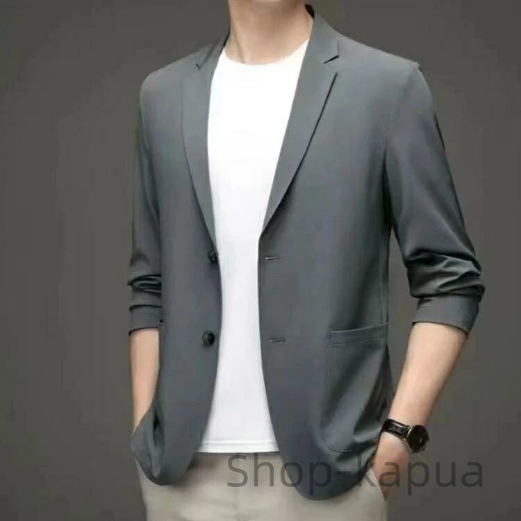 【送料無料】夏 秋 夏 春 全4色×6サイズ テーラードジャケット ブレザー 防シワ性 吸汗速乾 アウター スーツ 薄手 オフィス カジュアル ビジネス スリム 極薄 メンズ シルクジャケット