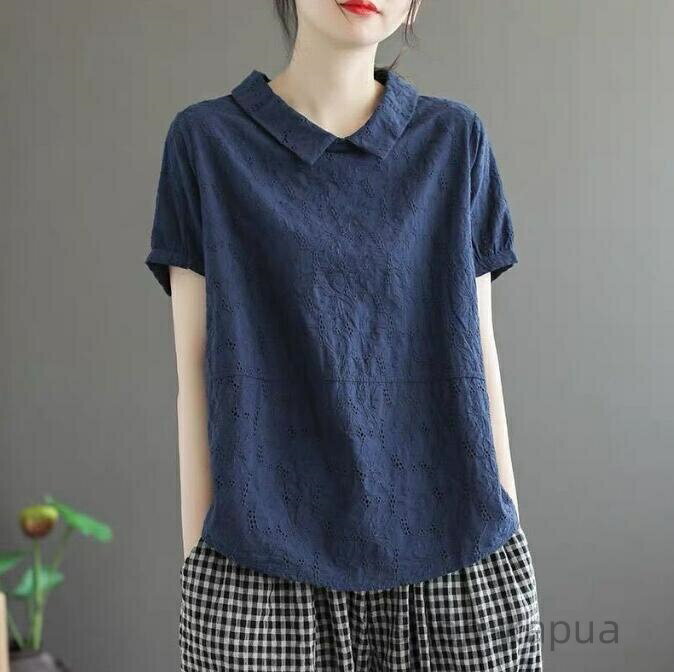 【送料無料】綿麻シャツ リネンブラウス ボタン付き 詰襟 立ち襟 チュニック 体型カバー 大きいサイズ ..