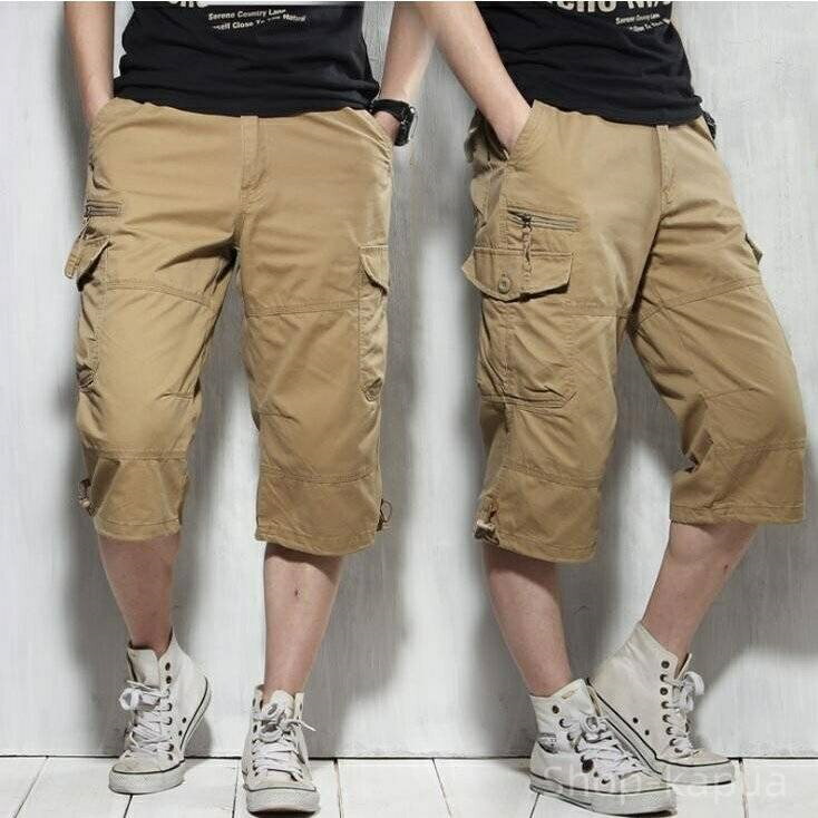 【送料無料】ストリート クロップドパンツ 膝下 七分丈 クロップド メンズ ミリタリー 半ズボン 7分丈 カーゴ カーゴパンツ