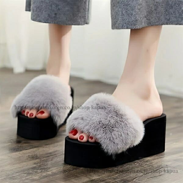 【送料無料】ファーサンダル レディース ヒールサンダル 厚底 歩きやすい サンダル ミュール ミュール..