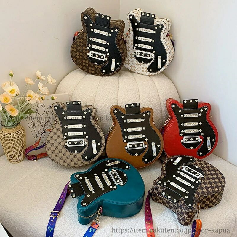 【送料無料】ショルダーバッグ ギター型 クロスボディバッグ PUレザー ハンドバッグ 財布 ギフト ギタ..