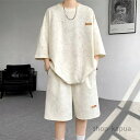 【送料無料】セットアップ メンズ 大きいサイズ 半袖 2点セット トップス tシャツ パンツ ジャージ スウェット カジュアル 無地 夏 新作