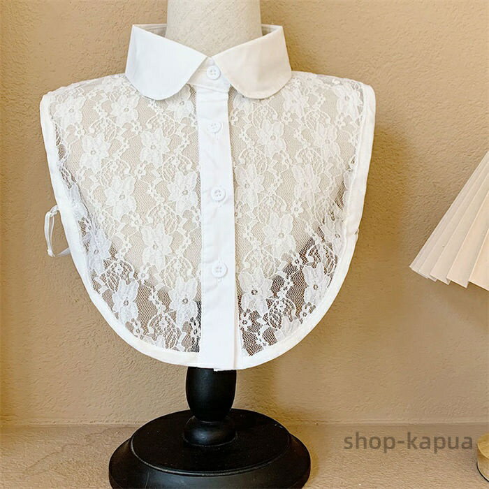 【送料無料】レース レイヤード つけ襟 つけえり レディース レイヤードトップス 重ね着風 丸襟 偽襟 スタンドカラー シャツ ブラウス レース付け襟 大人可愛い 個性的 透け感(4)