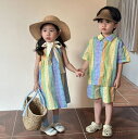 【送料無料】キッズ 男の子 半袖 シャツ ハーフパンツ 上下セット 女の子 ワンピース 子供服 ジュニア 子供 子ども ベビー カラフル 夏 夏服 ゆったり シャツ ビーチ 海 運動着 小学生