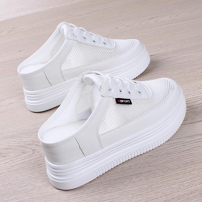 【送料無料】通気性サンダル レディース スニーカーサンダル 厚底 かかとなしサンダル 編み上げ レースアップシューズ スリッポン ミュール サンダル スリッパ