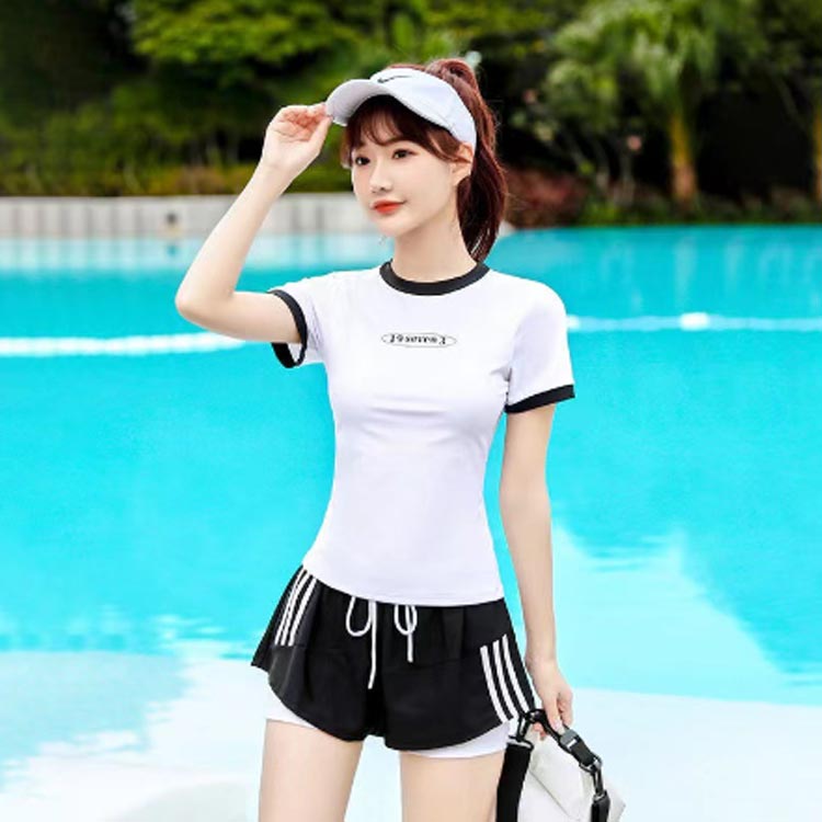 【送料無料】フィットネス水着 セパレート水着 上下セット セパレート 水着 半袖 ショートパンツ ママ水着 レディース 水陸両用 セパレート水着 中学生 女子 高校生 大学生 UVカット