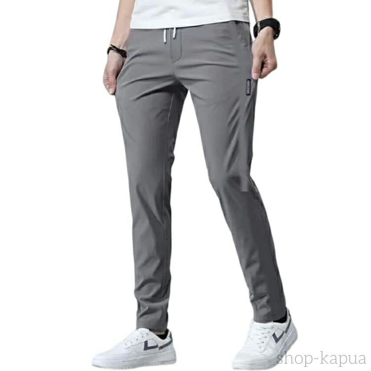【送料無料】メンズ 涼しい カジュアル ロングパンツ チノパン 無地 冷感パンツ イージーパンツ ゴルフウェア ストレッチ 接触冷感 夏 軽量 薄手 ゴルフパンツ 春 夏 伸縮