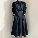 【送料無料】ワンピース 長袖 ジャケット ロング ミモレ丈 スタンドカラー ワンピース 春 きれいめ 無地 シンプル ベルト付き ワンピースコート 春 秋