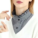 【送料無料】スタンドカラー 付け襟 付け衿 襟 エリ かわいい 女性 レトロ チェック柄 ツケエリ 可愛い フリル つけ襟 レディース