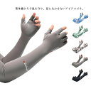 【送料無料】吸汗速乾 紫外線対策 日焼け止め ひんやり ロング アームスリーブ 迷彩 指穴あり 手袋 接触冷感 腕カバー メンズ