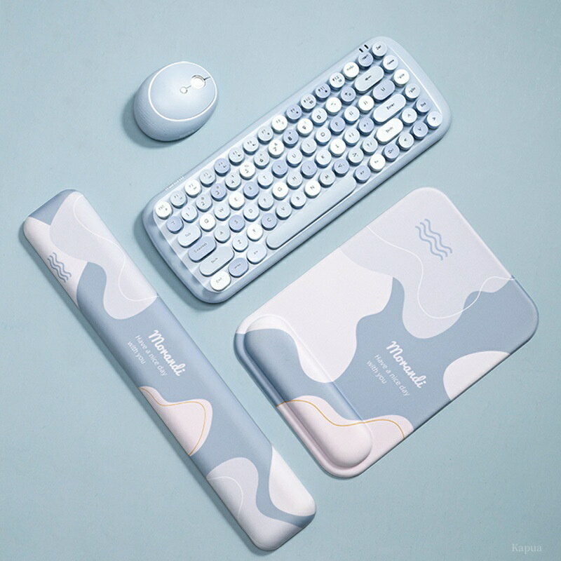 【送料無料】会社 柔らかい 2TYPE 滑り止め 通気性 疲労軽減 荷重分散 手首 マウスパッド 低反発 2点セット キーボード マウス リストレスト