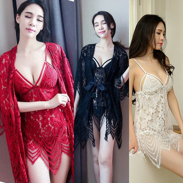 ガウン付き ベビードール&ショーツ キャミソール セクシー女性下着 ランジェリー【8800】