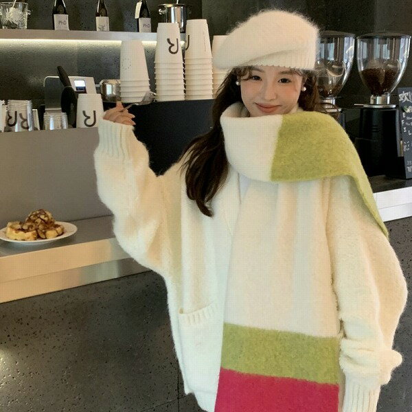 マフラー ニット 毛糸 襟巻き 秋冬 保温 レディース小物