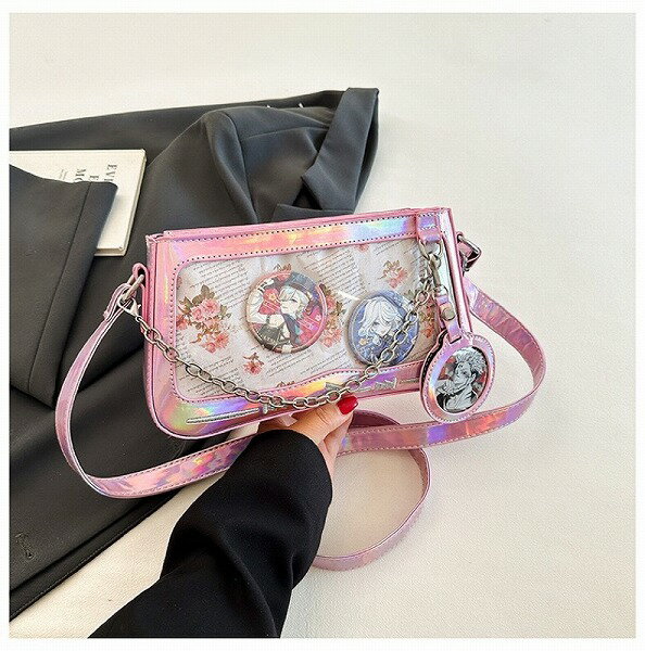 ハンドバッグ ショルダーバッグ クリアバッグ PU フェイクレザー かばん(4)