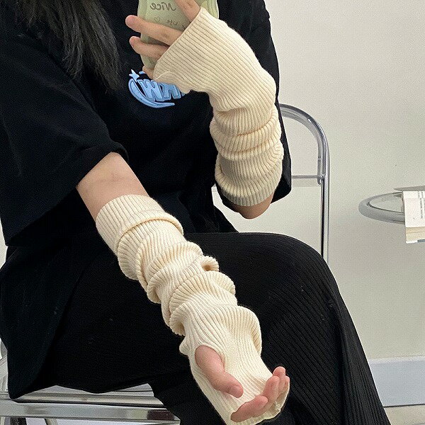 アームカバー ニット 毛糸 防寒 指出し ハンドウォーマー レディース