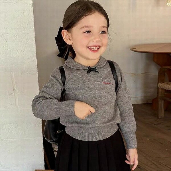 子供服 キッズ トップス ニット セーター 長袖 毛糸 ポロニット 女の子
