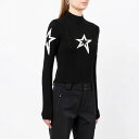 トップス ニット セーター 毛糸 リブネック 細身 スリム タイト 星 レディース