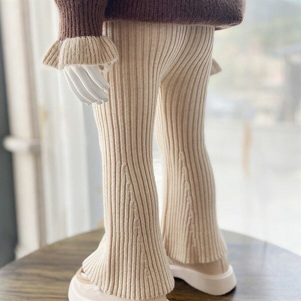 キッズ 子供服 パンツ ボトムス ズボン フレアパンツ ニット 毛糸 ガールズ