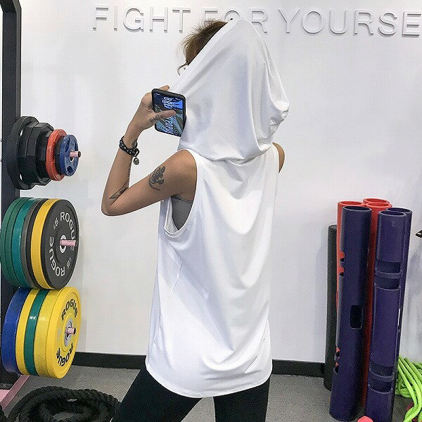 トップス パーカー タンクトップ 速乾 トレーニングウェア スポーツウェア ヨガウェア