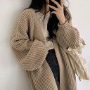 トップス ニット カーディガン セーター バルーンスリーブ 前開き ゆったり 秋新作 レディース