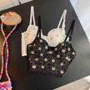 秋冬新作 トップス インナー キャミソール ブラトップ レース 刺繍 レディース