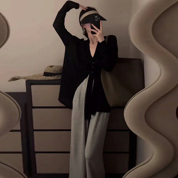 トップスシャツVネック長袖パンツボ...