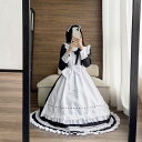 ★S~6L大きいサイズ★lolita コスプレ メイド服 エプロン クラシカル ゴスロリ 4set 半袖 長袖