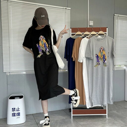 大きいサイズ春夏新作 韓国風 レディース 半袖 TシャツワンピースLL-4L 7色入 大きいサイズ春夏新作 韓国風 レディース 半袖 TシャツワンピースLL-4L 7色入