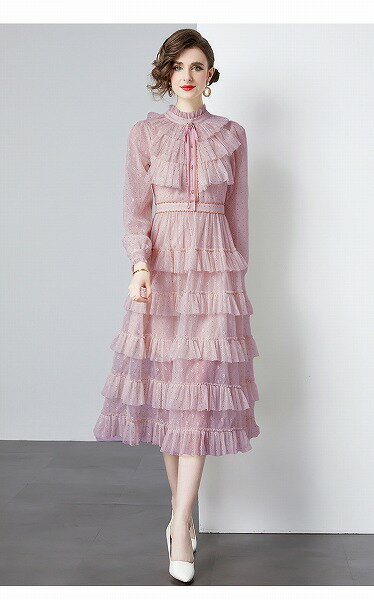 オシャレチュールレース切替ワンピースレディース 二次会 新作