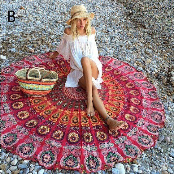 ビーチマット ラウンド 大判 ビーチタオル サークルタオル　テープルマットにも兼用