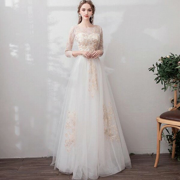 ブライダルイブニングドレス ロングドレス レースドレス 宴会ドレス ホストコスチューム パーティドレス