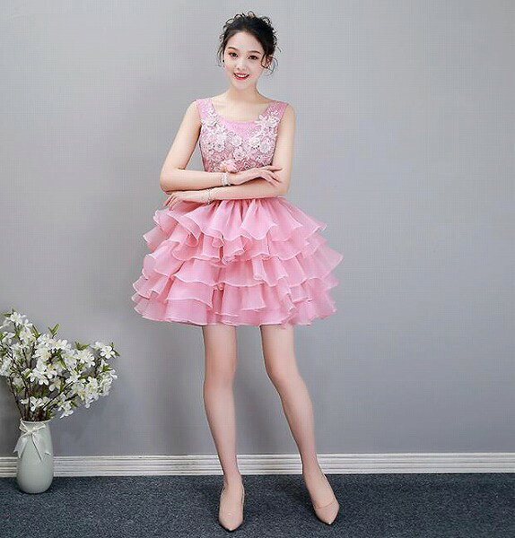 ブライズメイド/花嫁/プリンセスドレス/パーティードレス/ウエディング/イブニングドレス ショートドレス
