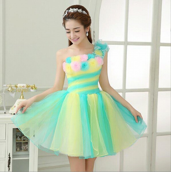ブライズメイド/花嫁/プリンセスドレス/パーティードレス/ウエディング/イブニングドレス ショートドレス