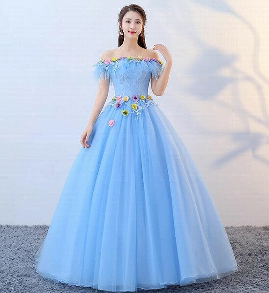 ブライズメイド/花嫁/二次会/プリンセス/パーティードレス/ウエディングドレス ロング/結婚式 編み上げ